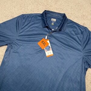 Greg Norman ML75 Play Dry Mens XXL Blue Geometric Print Golf Polo Shirt NWT